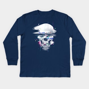 Blue Glitch of Death Kids Long Sleeve T-Shirt